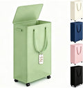 Slim Laundry Hamper with Wheels,15 Gal (55L) Rolling Laundry Basket with lid and wheels Clothes Hamper Foldable Tall Dirty Clothes Basket Sturdy Collapsible Clothes Hamper for Dorm,Laundry Room by Vincona