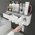 iHave Toothbrush Holders Wall Mounted with Toothpaste Dispenser & 4 Cups by ihave