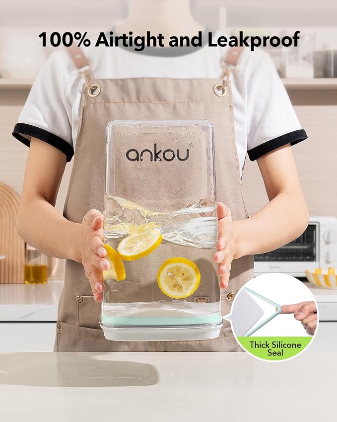 Ankou Airtight Food Storage Container with Pop Lid & 130ml Scoop, 4L/4.2qt *4 BPA-Free Cereal, Rice, Flour, Pasta & Snack Container, Stackable & Durable,Kitchen Pantry Organizer - Image 3