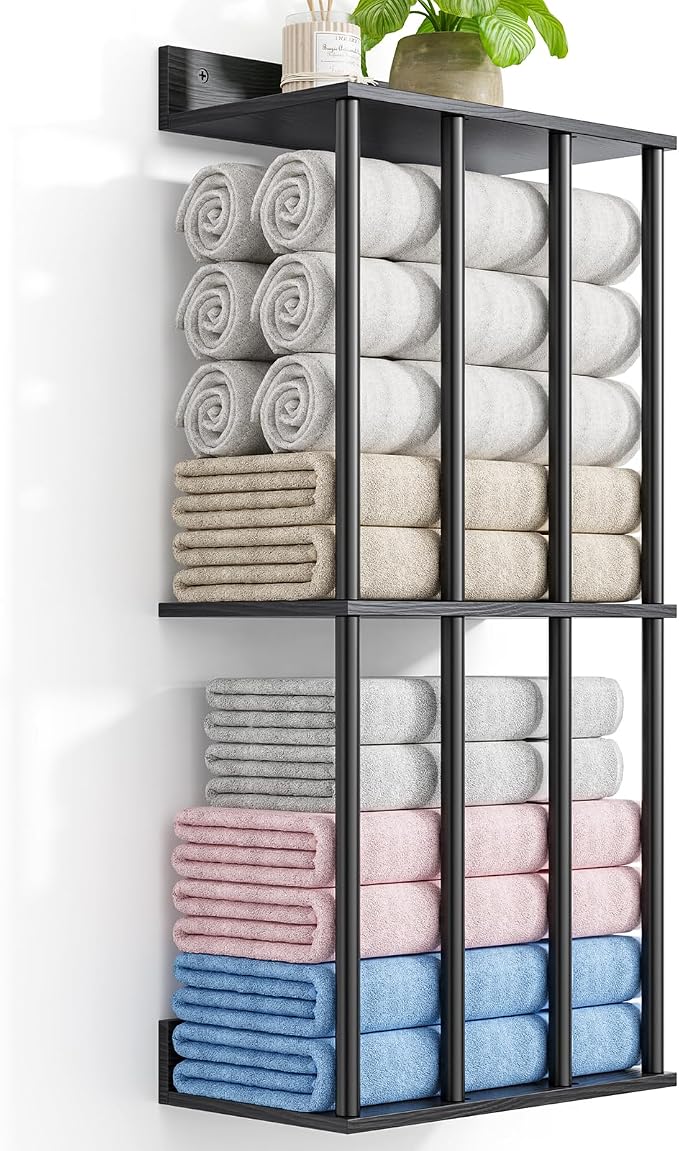 Towel Racks for Bathroom Wall Mounted, Updated 4 Bar Wall Towel Holder by WeGXY