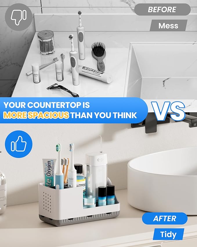 Toothbrush Holder Bathroom Counter Organizer & Storage Detachable - Image 5