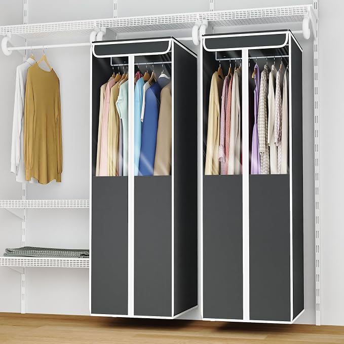 Univivi Garment Bags for Hanging Clothes, Cloth Bag 54 In, 2 PCS, Dark Grey - Image 6