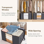 Lifewit 90L Large Storage Bags, 6 Pack Closet Organizers and Storage, Clothes Storage Bins with Lids, Foldable Storage Containers with Reinforced Handles for Clothing, Blanket, Bedding, Comforter Gray - Image 7