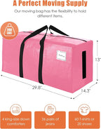 SWEET DOLPHIN 12 Pack 200LB Heavy-Duty Moving Bags with Wrap-Around Handles, Extra Large Storage Totes for Space Saving, Clothes Storage Bags, College Dorm Essentials, Pink, 24 Gal - Image 4