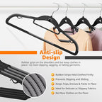 Plastic Hangers 20 Pack, Cascading Slim Space Saving Clothing Hangers with 360° Rotating Hook, Non Slip Clothes Hangers for Sweater Shirt, Heavy Duty Coat Hanger with Inner Hook for Closet, Black/Grey - Image 5