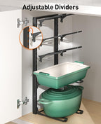 ORDORA Pots and Pans Organizer Under Cabinet 23.6" 10-Tier Adjustable Black - Image 5