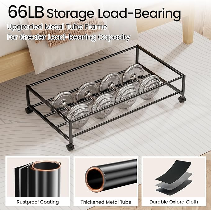 Yecaye 60 L Under Bed Storage with Wheels, 2 Pack Under Bed Storage Containers with Clear Window & Label, Rolling Under bed Shoe Storage organizer for Clothes, Shoes, Black - Image 4