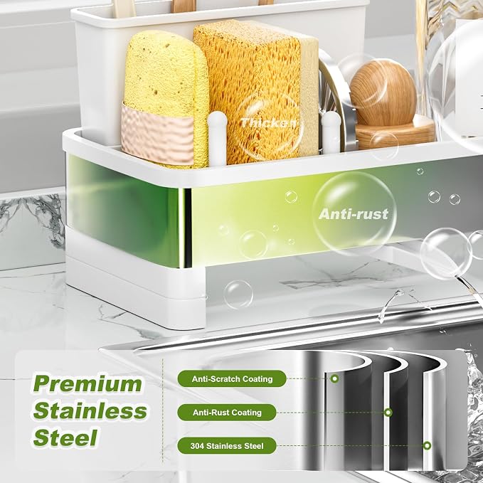 Ewaiira Stainless Steel Sink Caddy, Sponge Holder for Kitchen Sink 9.8″ - Image 4