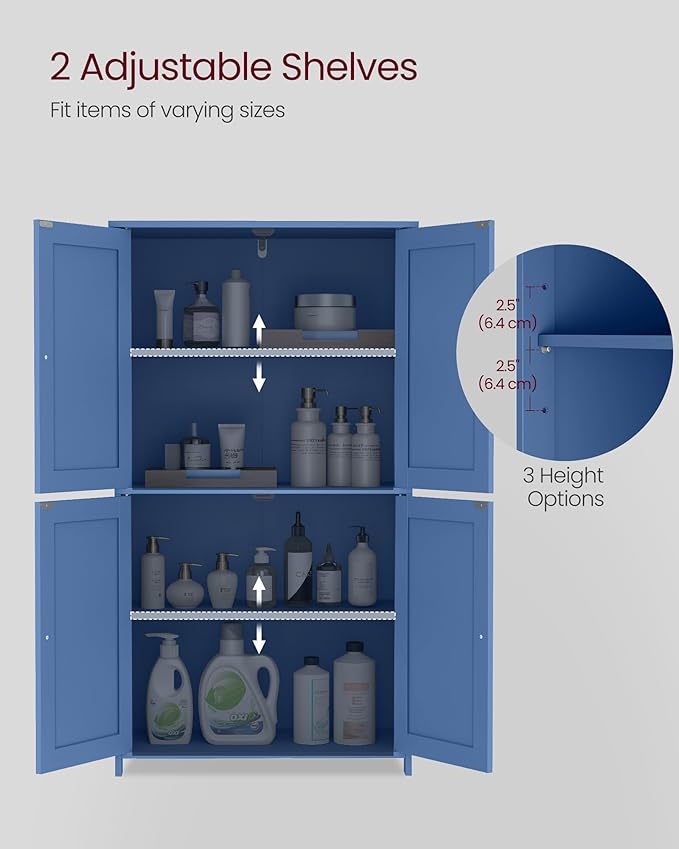VASAGLE Floor Storage Cabinet, 2 Adjustable Shelves, 4 Doors,42.7" H - Image 4