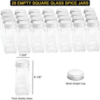 SpaceAid Spice Rack with 24 Spice Jars, 386 Spice Labels, Chalk Marker and Funnel, Wood Hanging Seasoning Shelf for Cabinet Door or Wall Mount (4 Pack) - Image 4