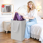 3-Pack Laundry Basket, Collapsible Laundry Hampers, 125L, Gray - Image 4