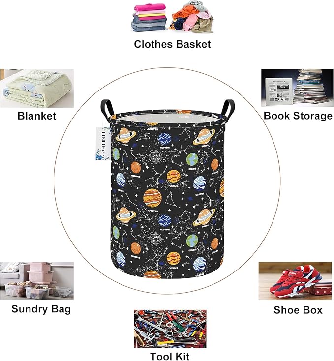 Round collapsible Solar System planet Laundry Hamper for Adults Kids - Image 3