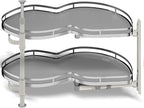 Blind Corner Cabinet Pull Out Organizer, Soft Close Swing Right Pull Out Cabinet Organizer 30inch, Corner Cabinet Lazy Susan for Blind Shelf, 2 Tiers Tray, Adjustable Height by Kinchoix