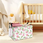 Rectangular Collapsible Laundry Basket with Side Handles, Pink Roses - Image 5