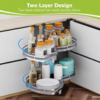 Blind Corner Cabinet Pull Out Organizer, Soft Close Swing Left Pull Out Cabinet Organizer 26 inch, Corner Cabinet Lazy Susan for Cabinet Blind Shelf, 2 Tiers Tray, Adjustable Height - Image 3