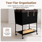 StorageWorks Laundry Cart, 2 Tier Rolling Basket with Wheels, 29 Gal, Black - Image 5