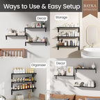 BAYKA Wall Mounted Floating Shelves, Wood, Black, Set of 3, 23in - Image 4