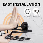 LEVERLOC Shower Caddy Suction Cup, 2 Pack Shower Shelves for Inside, Black - Image 2