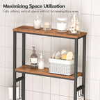 HOOBRO Over The Toilet Storage, 2-Tier freestanding Over the Toilet Storage, Bathroom Organizer Over Toilet with Toilet Paper Holder and Hooks, Space Saver for Room, Rustic Brown and Black BF49TS01 - Image 5