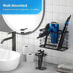 Hair Tool Organizer, Dryer Holder, 3 in 1 Blow Bathroom Organizer Wall Mounted/Cabinet Door for Flat Iron, Curling Straightener, Care & Styling Tools Storage Basket - Image 5