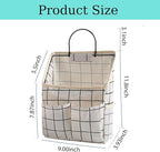 2 Pack Wall Hanging Storage Bags, Organizer with Pockets, Storage for Dormitory Bathroom Bedroom Kitchen (White Grid) - Image 2