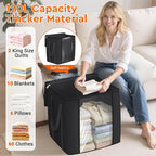 TasticTotes 120L Extra Large Blanket Clothes Storage Bags, Gray, 2 Pack | Foldable Blanket Storage and Organization, Thick Fabric Containers with Reinforced Handles & Zippers for Comforters, Bedding - Image 3