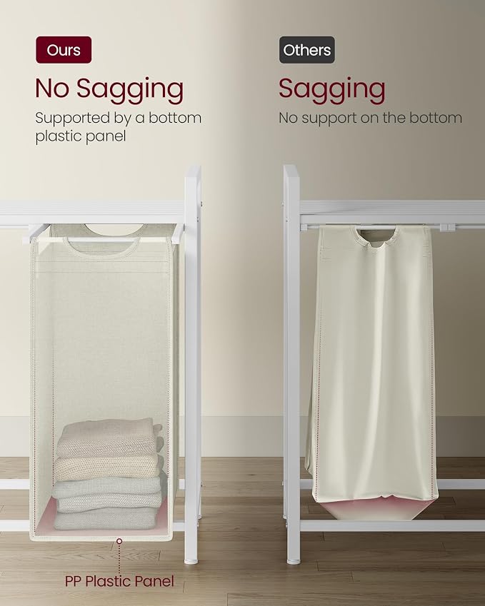 VASAGLE Laundry Hamper with Shelf, 4 Pull-Out Bags, 4 x 10.6 Gallons (40L) - Image 4
