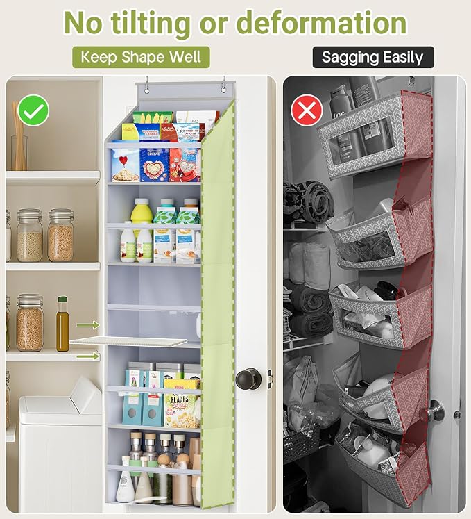 AOODA 4 Pack Over the Door Organizer, Large Capacity Closet Door Hanging Organizer, Clear Deep Pockets Baby Organizer Storage for Nursery, Bathroom, Bedroom, Pantry, Diapers (Grey) - Image 3