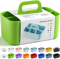 Multiuse Caddy Organizer with Handle, Portable Divided Plastic Tote Bin - Art Craft, Stationary Pen Marker Crayons, Makeup Hair Supplies Storage - Bathroom, Classroom, Dorm, Office, Desk Holder -Green by AOZITA