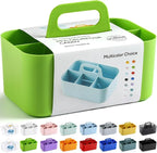 Multiuse Caddy Organizer with Handle, Portable Divided Plastic Tote Bin - Art Craft, Stationary Pen Marker Crayons, Makeup Hair Supplies Storage - Bathroom, Classroom, Dorm, Office, Desk Holder -Green by AOZITA