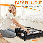 Under Bed Storage with Wheels 1Pack Storage Containers with Clear Window | Under Bed Drawers Rolling Under Bed Storage for Clothes,Shoes, Blankets (30.71 x 16.93 x 6.69 in, Black) - Image 4
