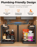 Sevenblue 2-Pack 2-Tier Height Adjustable Under Sink Organizer & Storage - Image 3
