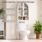 Over The Toilet Storage Cabinet, 23.7”W Modern Storage Cabinet Over Toilet with Acrylic Doors, Arched Freestanding Over Toilet Rack with Adjustable Shelf for Bathroom, White - Image 7