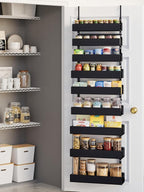 9-Tier Over Door Pantry Rack, Heavy Duty Metal Spice Organizer Shelf for Kitchen, Black by Unknown