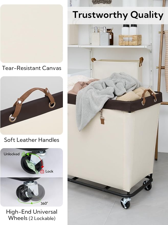 StorageWorks 320L Laundry Basket with Wheels, Rolling Hampers for Clothing - Image 4