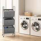 ELYKEN 3-Tier Vertical Rolling Laundry Hamper with Wheels & Removable Bags - Image 8