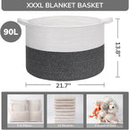 INDRESSME XXXLarge Woven Rope Blanket Basket Living Room, 90L - Image 3