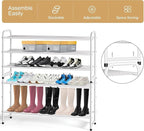 KEETDY 3-Tier Long Shoe Rack for Closet Metal Shoe Organizer for Entryway, Wide Stackable Shoe Storage Shelf with Sturdy Wire Grid for Closet Floor, Bedroom, White - Image 5