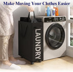 Optish 50L Slim Rolling Laundry Basket with Wheels & Removable Bag, Black - Image 5