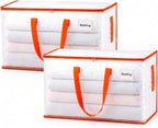 KYODOLED 2-Pack Clear Moving Bags Heavy Duty Extra Large, Storage Totes | Transparent, Reinforced Handles & Strong Zippers, Label Pocket, for College Dorm, Clothes, Bedding, Toys, Space-Saving by KYODOLED