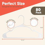 White Plastic Hangers 80 Pack– Heavy-Duty Plastic Hangers Slim and Space-Saving, Durable and Lightweight PP with Non-Slip Shoulder Notches for Slip Dresses, Suits, Jackets & Camisoles - Image 2