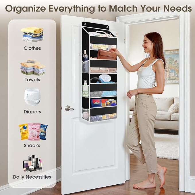 2 Pcs Over The Door Organizer Large Capacity Hanging Storage Room Organizer | 40 lb Capacity, Ultra-Sturdy, Foldable, Mesh Design with Clear Window, Space-Saving Organizer for Pantry, Nursery & Closet - Image 6