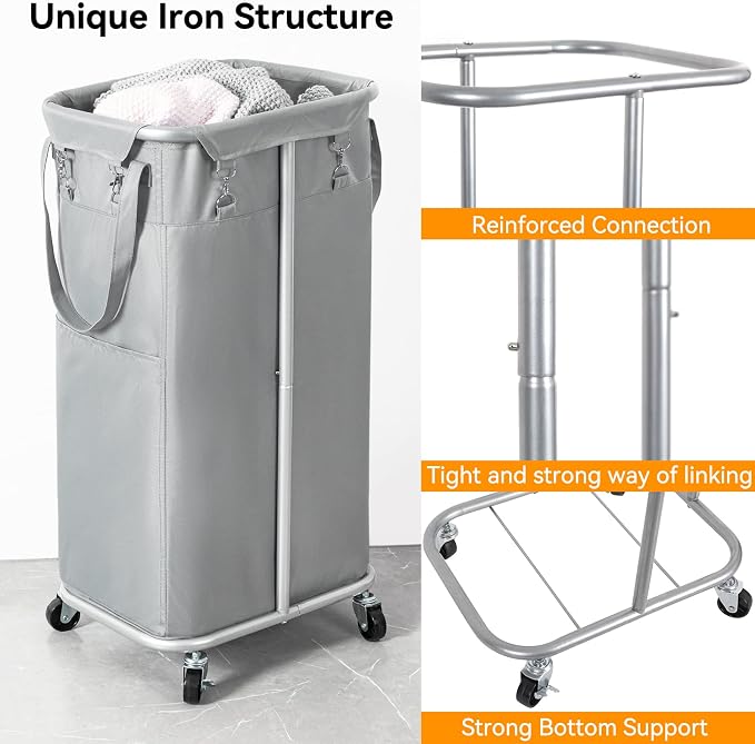 WOWLIVE 100L Rolling Laundry Basket with Wheels, Tall Laundry Hamper - Image 6