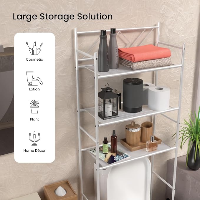 Home Zone Living Over-the-Toilet Bathroom Storage Cabinet Organizer - Image 8