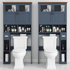 Vabches Over The Toilet Storage Cabinet with Doors & Paper Holder, Blue - Image 5