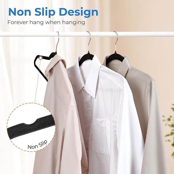 Smartor Black Velvet Hangers 50 Pack, Non Slip Space-Saving Clothes Hangers - Image 2
