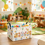 Rectangular Collapsible Laundry Basket with Side Handles, Train Animals - Image 5
