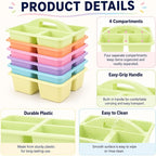 gisgfim 6 Pack Plastic Classroom Caddy with 4-Compartments Plastic Storage Caddies with Handle 4 Compartments Table Caddy Organizer Versatile Table Caddies for Classroom Office, Colorful - Image 3