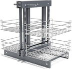 Blind Corner Pull Out Organizer for 36" Cabinet Left Open & Right Open Compatible 2 Tier 4 Shelves Adjustable Height by Kinchoix