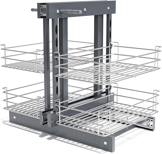 Blind Corner Pull Out Organizer for 36" Cabinet Left Open & Right Open Compatible 2 Tier 4 Shelves Adjustable Height by Kinchoix